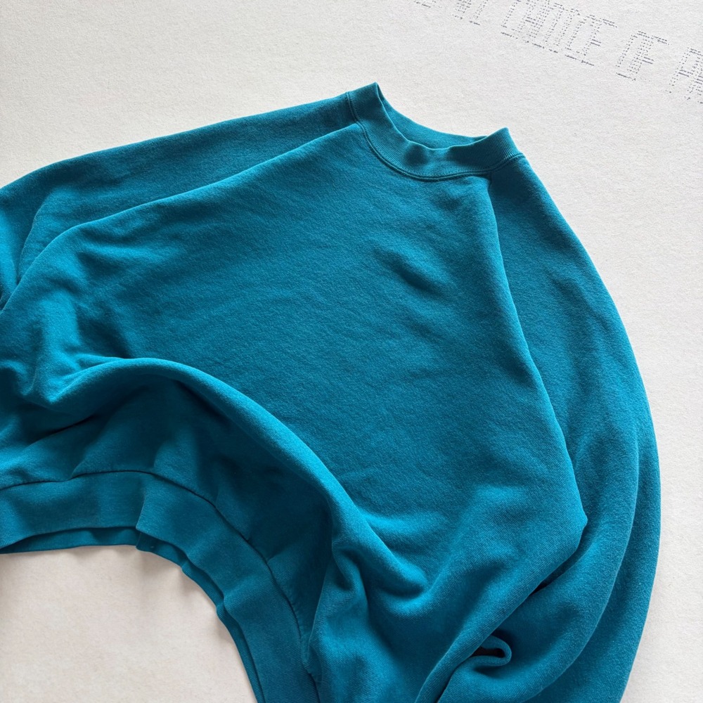 Vintage 90s Teal Fruit of the Loom Crewneck Sweatshirt